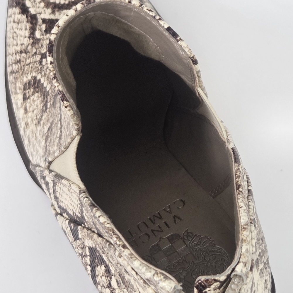 Vince Camuto Gradina Leather Ankle Boots Womens 7 Python Snake Print Block Heel - Picture 12 of 12